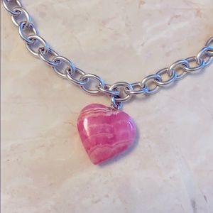Rose Quartz Heart Pendant and Chain